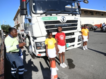 Carib Cement teaches students about truck blind spots