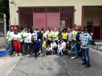 Carib Cement team volunteers at the Rollington Town Fire Station for Labour Day